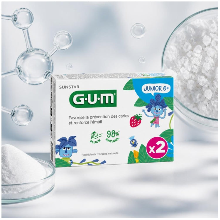 Gum Toothpaste Junior 6 years and over Strawberry Flavour With Fluoride and Isomalt 2x50ml (1.69fl oz)