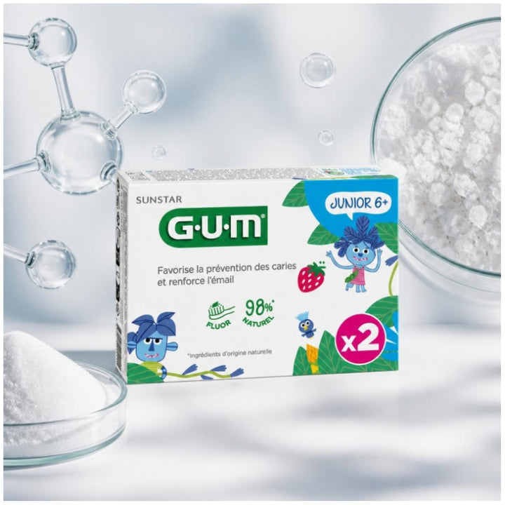 Gum Toothpaste Junior 6 years and over Strawberry Flavour With Fluoride and Isomalt 2x50ml (1.69fl oz)