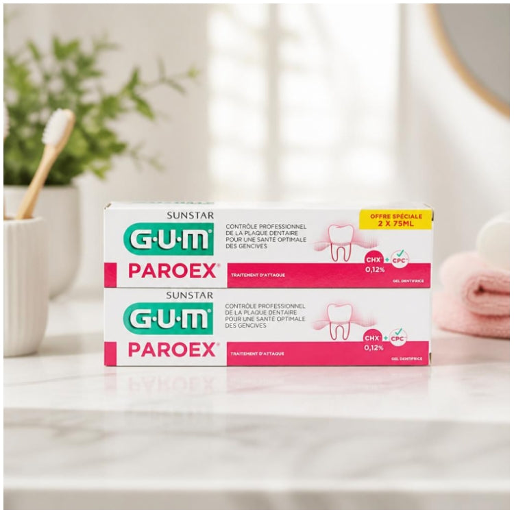 GUM Paroex Pasta dental antiplaca de doble acción 75ml x2