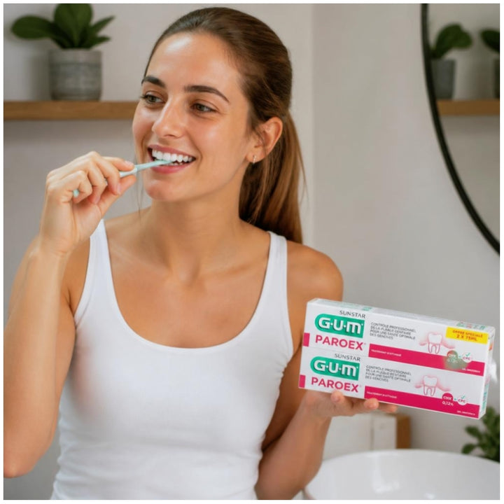 GUM Paroex Pasta dental antiplaca de doble acción 75ml x2