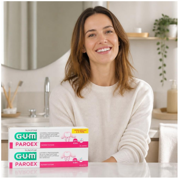 GUM Paroex Pasta dental antiplaca de doble acción 75ml x2