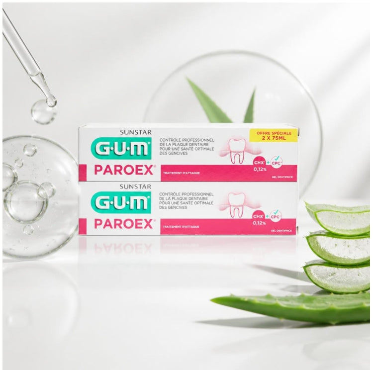 GUM Paroex Pasta dental antiplaca de doble acción 75ml x2