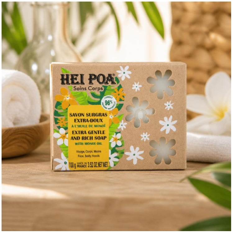 Hei Poa Ultra-Rich Savon à l'extrait d'huile de monoï pour le corps 100g