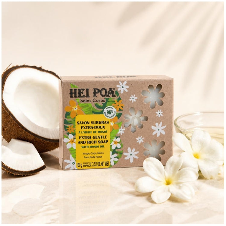 Hei Poa Ultra-Rich Savon à l'extrait d'huile de monoï pour le corps 100g