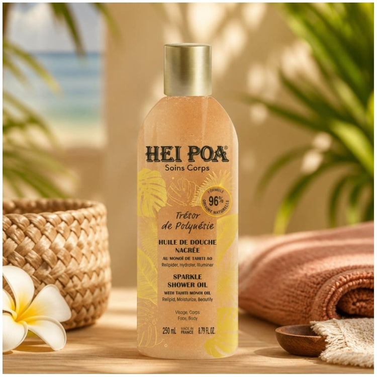 Hei Poa Trésor de Polynésie Óleo de Banho Cintilante 250ml