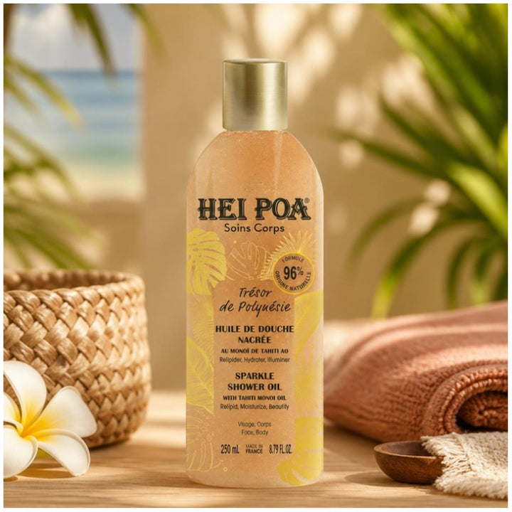 Hei Poa Trésor de Polynésie Óleo de Banho Cintilante 250ml
