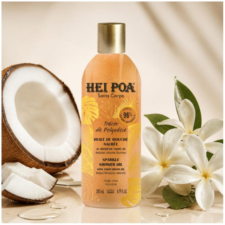 Hei Poa Trésor de Polynésie Óleo de Banho Cintilante 250ml