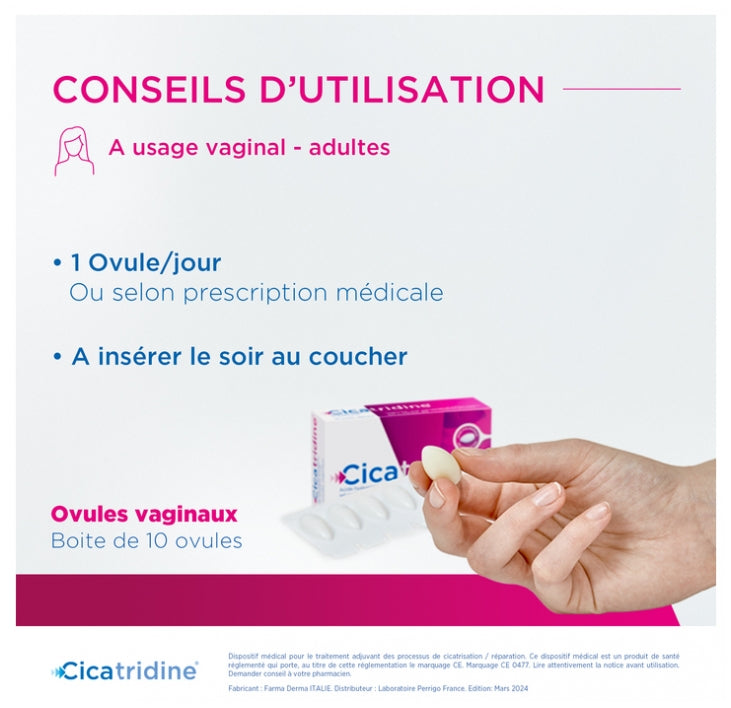 Cicatridine Vaginal Pessaries 10 Cicatrisation et Sécheresse Intime x10