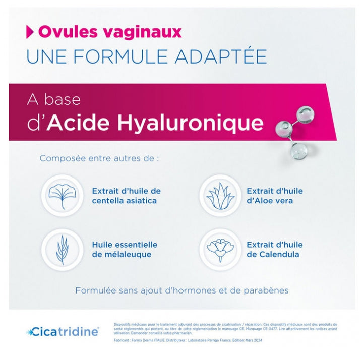 Cicatridine Vaginal Pessaries 10 Cicatrisation et Sécheresse Intime x10