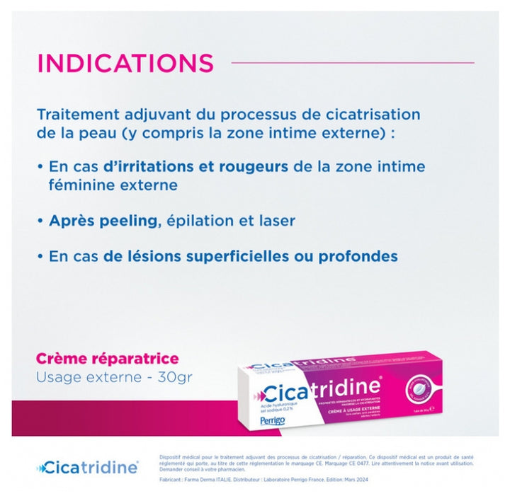 Cicatridine Crème cicatrisante à l'acide hyaluronique 30g
