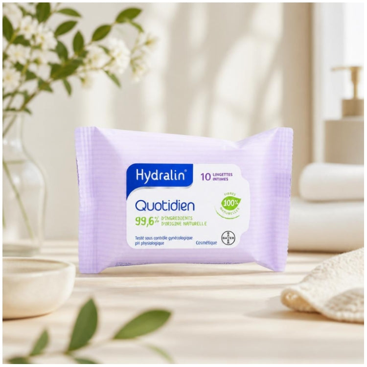Hydralin Daily use With Lotus Extract 10 Soft Biodegradable Wipes 10 lingettes