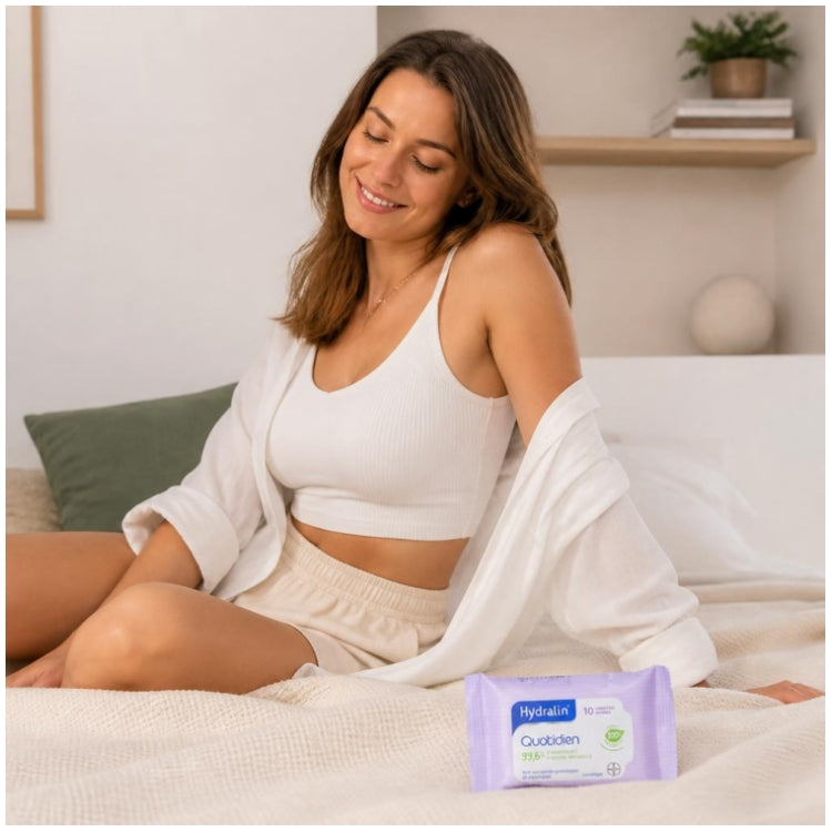 Hydralin Daily use With Lotus Extract 10 Soft Biodegradable Wipes 10 lingettes