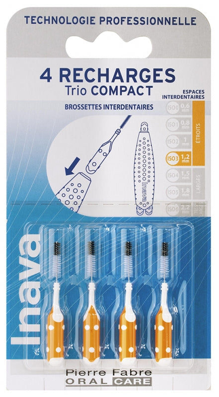 Inava رؤوس بديلة لفرشاة الأسنان 1.2mm Orange x4