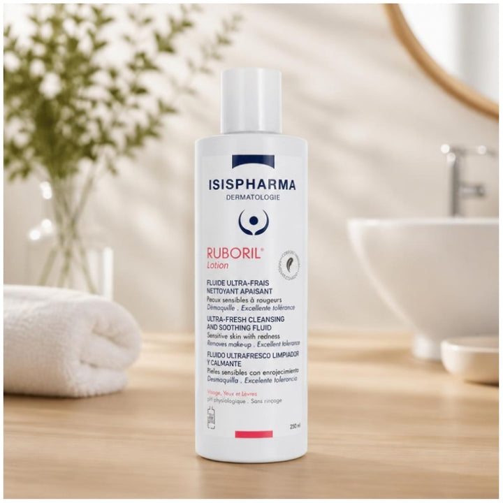 Isispharma Ruboril Ultra-Fresh Fluid Lotion Soothing Cleanser Sensitive Skin with Redness 250ml (8.45fl oz)