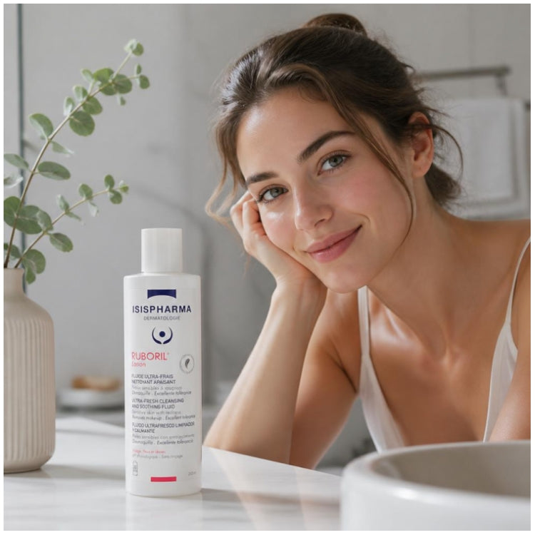 Isispharma Ruboril Ultra-Fresh Fluid Lotion Soothing Cleanser Sensitive Skin with Redness 250ml (8.45fl oz)