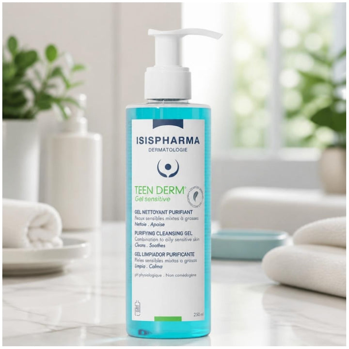 Isispharma Teen Derm Gel nettoyant purifiant peaux sensibles, mixtes à grasses 250ml