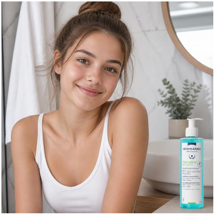 Isispharma Teen Derm Gel nettoyant purifiant peaux sensibles, mixtes à grasses 250ml