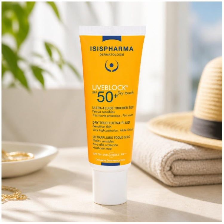 Isispharma Uveblock SPF50+ Fluido ultraligero de tacto seco de alta protección para piel sensible 40ml
