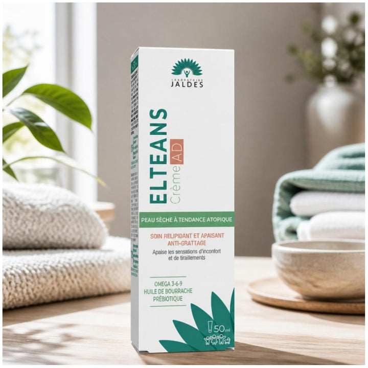 Jaldes Elteans Relipid+ عناية مرممة للدهون ومضادة للحكة للبشرة الجافة ذات الميل للتأتب 50ml