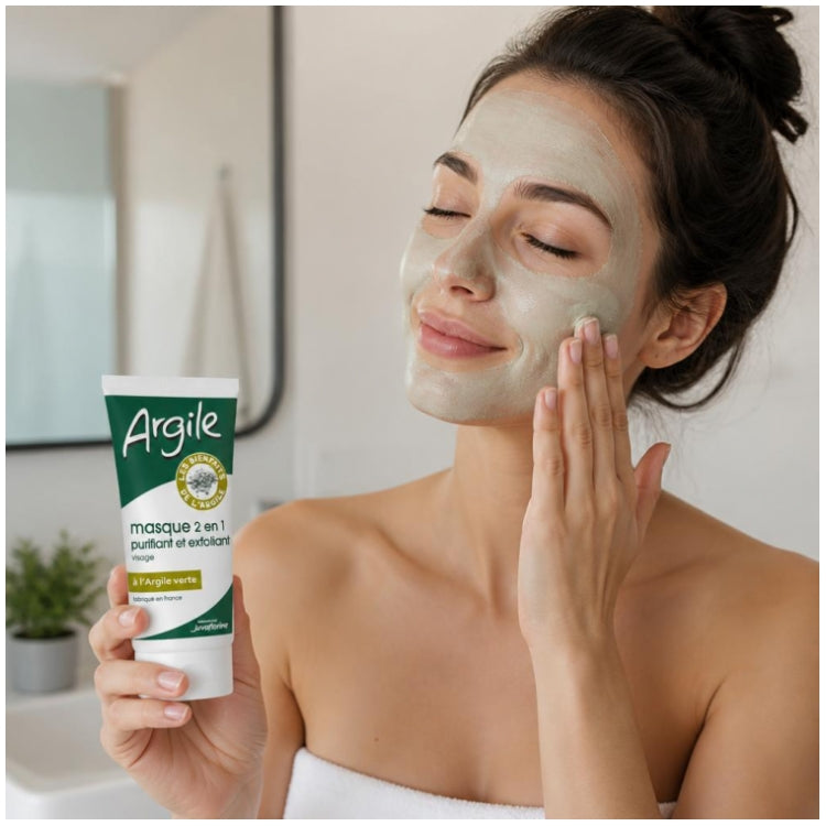 Juvaflorine 2-in-1-Gesichtsmaske, reinigend und peelend mit grüner Tonerde 70g