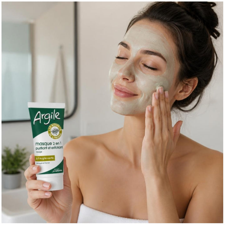 Juvaflorine 2-in-1-Gesichtsmaske, reinigend und peelend mit grüner Tonerde 70g