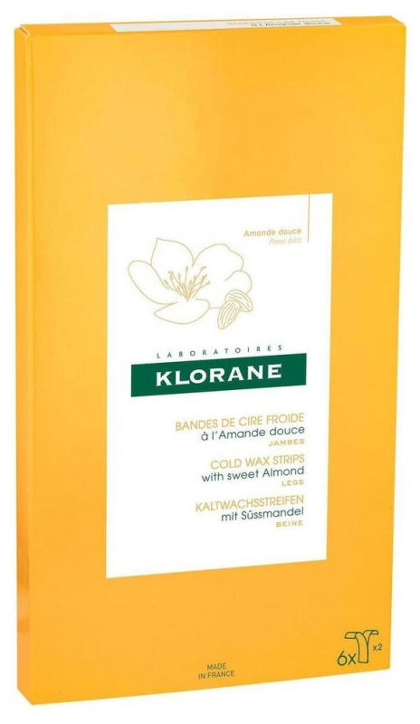 Klorane Sweet Almond Cold Wax Strips For Legs X 6 x6
