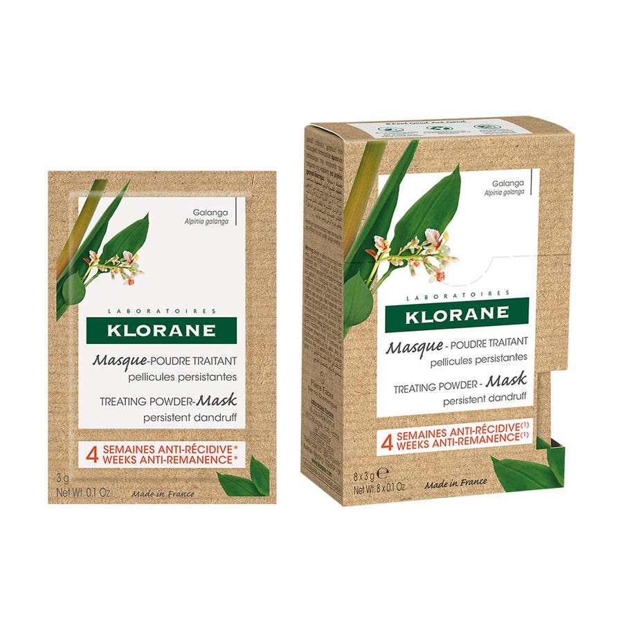 Klorane Anti - Dandruff Treatment Powder Mask with Galangal for Persistent Dandruff x8 units - FrenchBeautyHub