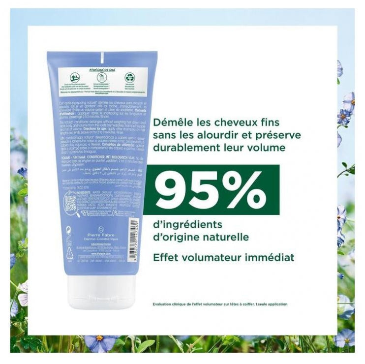Klorane Lin Baume Conditioner Volume Fine Hair Organic 200ml (6.76fl oz)