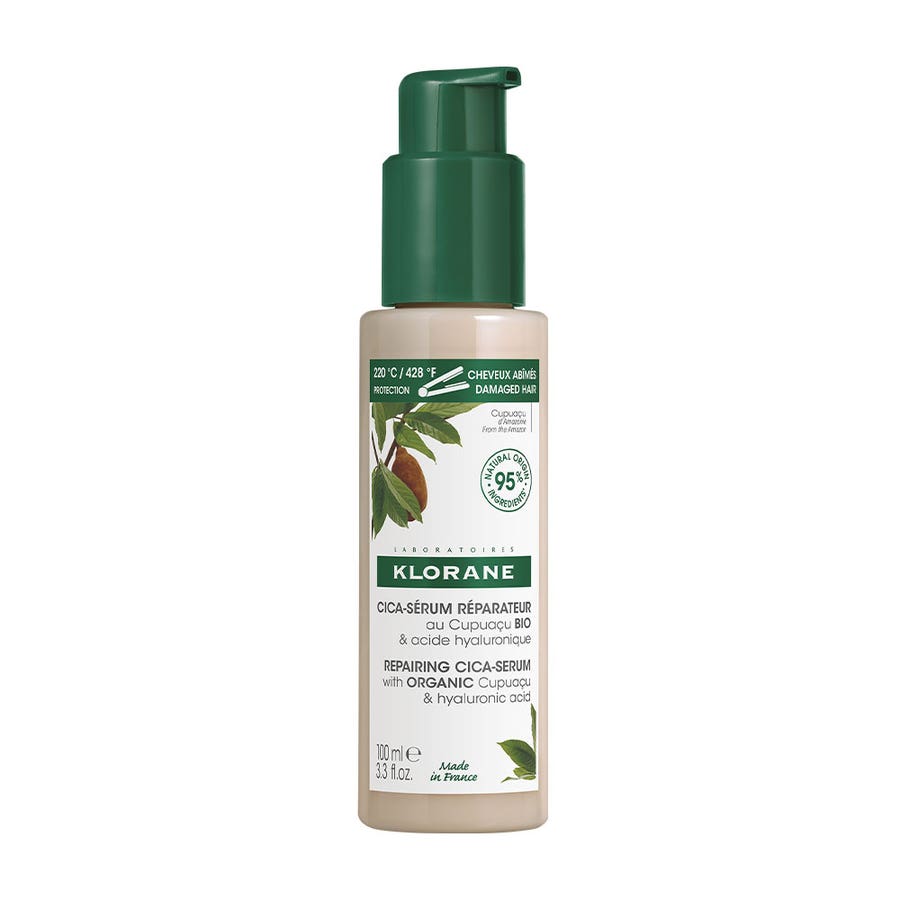 Klorane Cica - serum Repairer with Organic Cupuaçu & Hyaluronic Acid Very dry, damaged hair 100ml (3.38fl oz) - FrenchBeautyHub
