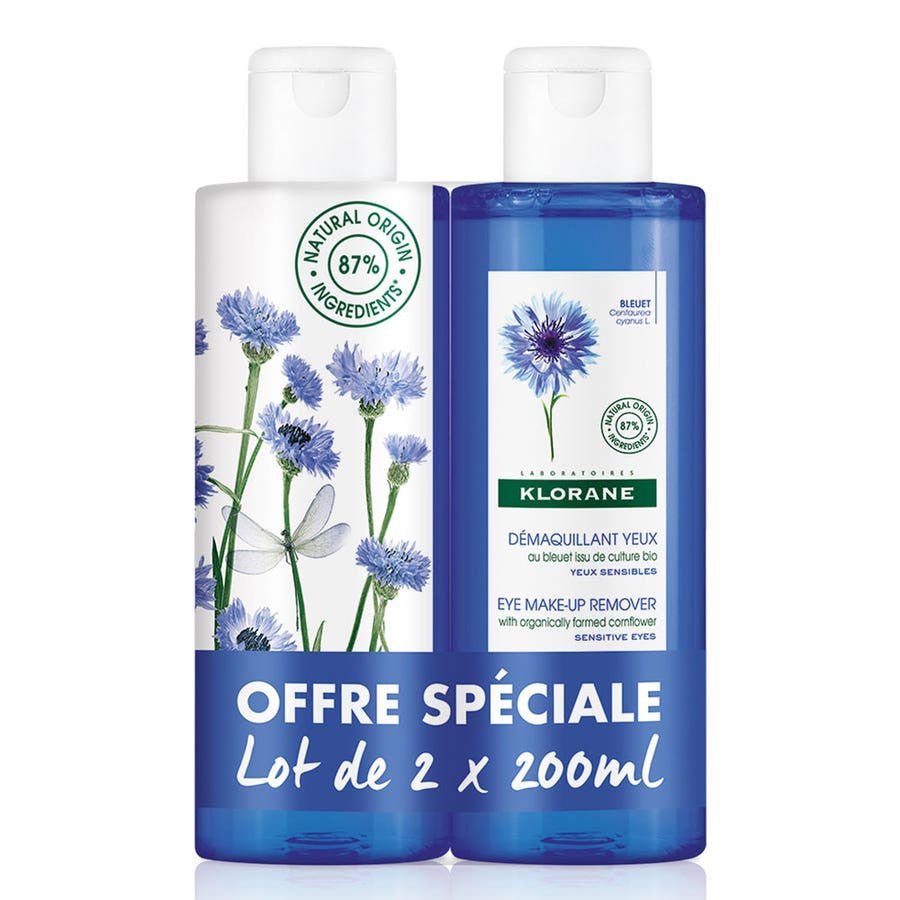 Klorane Cornflower Eye Makeup Remover Cornflower Ritual 200ml x2 (6.76fl oz x2) - FrenchBeautyHub