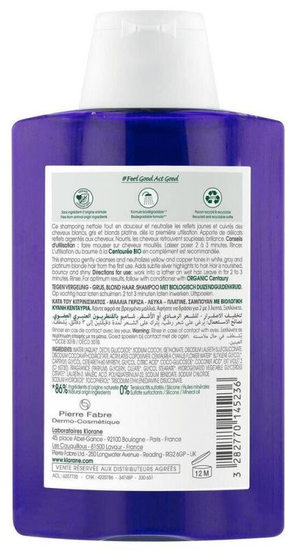 Klorane Anti-Yellowing Shampoo with Centaury for Gray and Blonde Hair