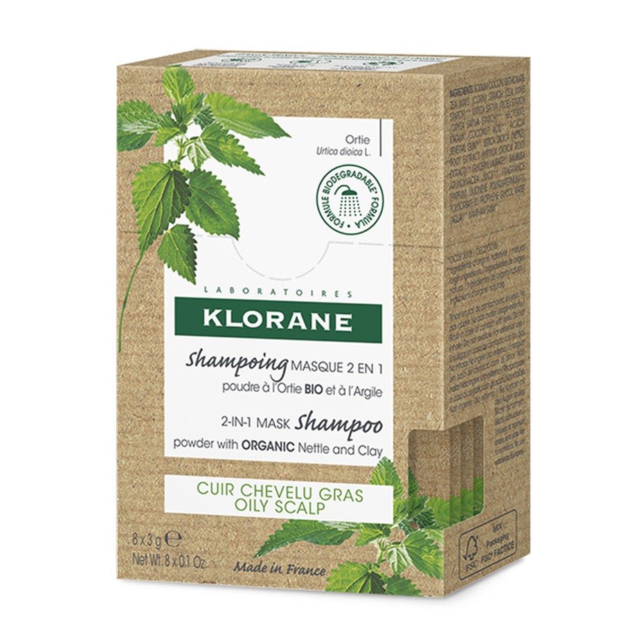 Klorane Nettle 2 in 1 Shampoo Mask 3g x8 (0.1 oz) - FrenchBeautyHub