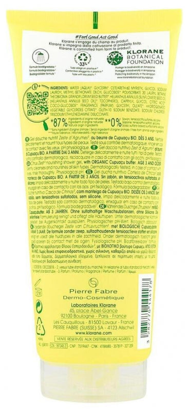 Klorane Citrus Zest Revitalizing Bamboo Sap Shower Gel 200ml (6.76fl oz)