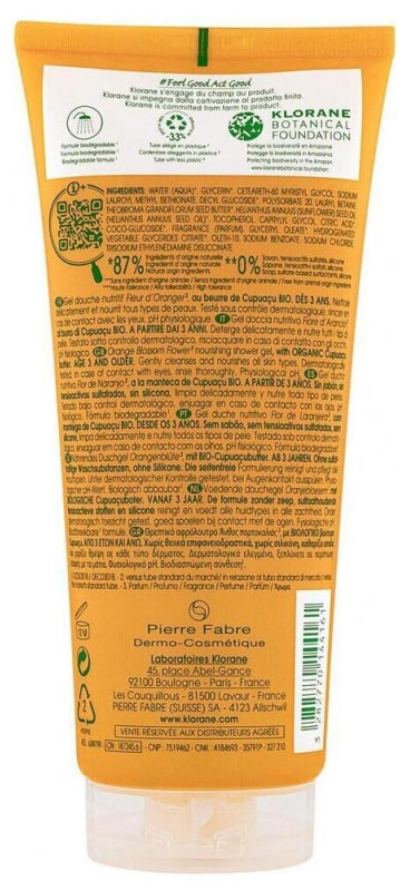 Klorane Orange leaf Nourishing Shower Gel 200ml (6.76fl oz)