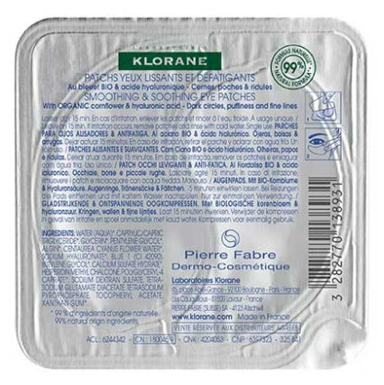 Klorane Cornflower Anti-Fatigue Smoothing Patches with Organic Cornflower and Hyaluronic Acid x2