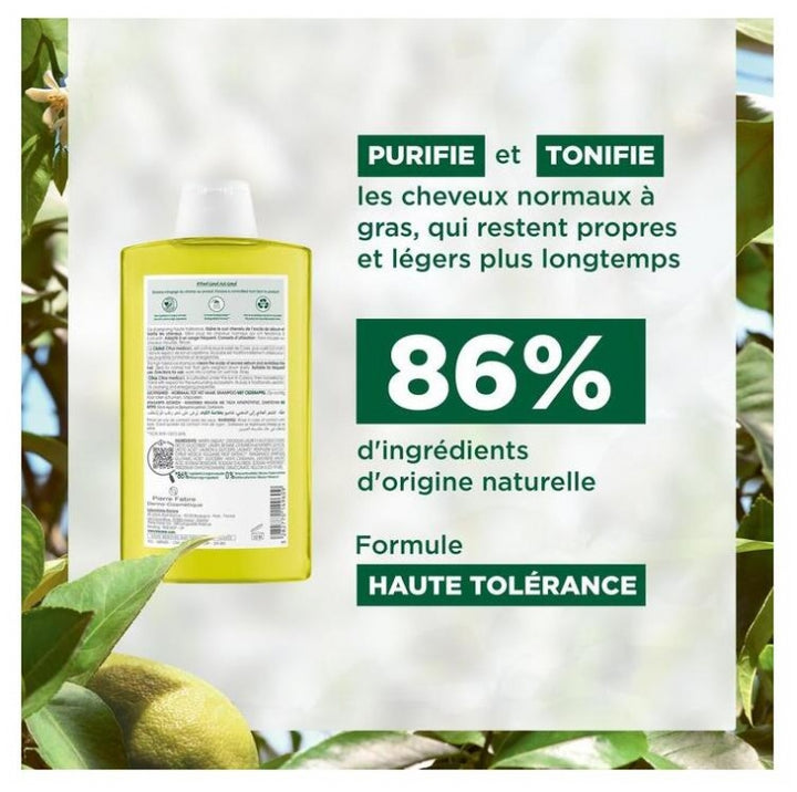Klorane Purifying Shampoo with Citrus Pulp - Energizing and Shine-Enhancing Formula