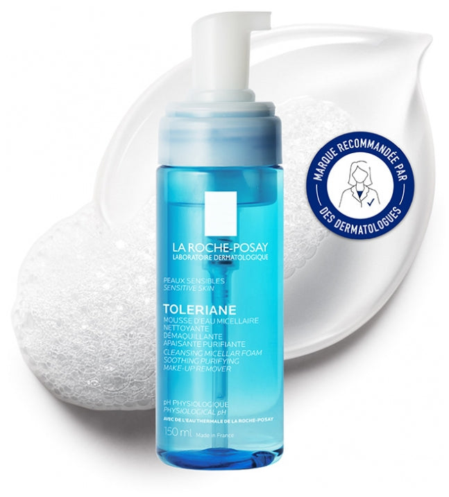 La Roche-Posay Toleriane Mousse d'eau micellaire nettoyante et démaquillante à l'eau thermale Peaux sensibles 150ml