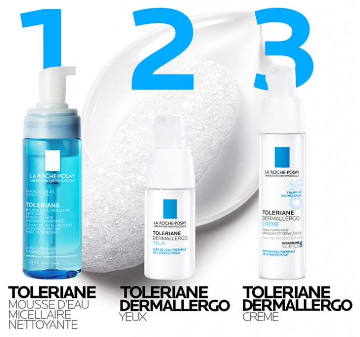 La Roche-Posay Toleriane Mousse d'eau micellaire nettoyante et démaquillante à l'eau thermale Peaux sensibles 150ml