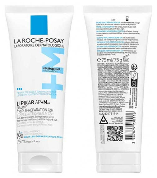 La Roche-Posay Lipikar AP+ Max بلسم إصلاح ثلاثي للبشرة شديدة الجفاف والمعرضة للتأتّب 75ml