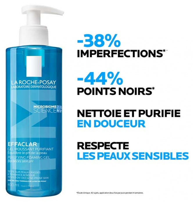 La Roche-Posay Effaclar Purifying Foaming Gel for Acne-Prone Oily Skin 400ml x2 (13.52fl oz x2)