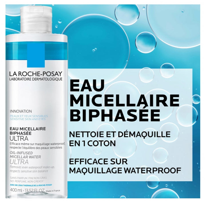 La Roche-Posay Physiological hygiene Ultra Biphasic Micellar Water Visage yeux waterproof 400ml (13.52fl oz)