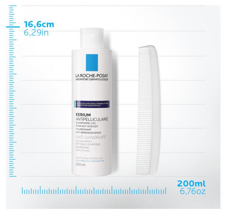 La Roche-Posay Kerium Anti-Dandruff Gel-Shampoo Oily Scalp 200ml (6.76fl oz)