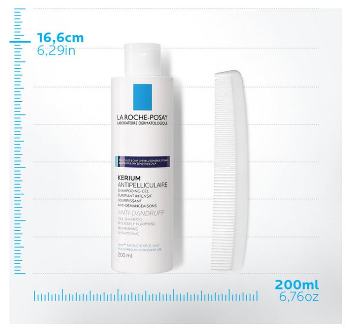 La Roche-Posay Kerium Anti-Dandruff Gel-Shampoo Oily Scalp 200ml (6.76fl oz)