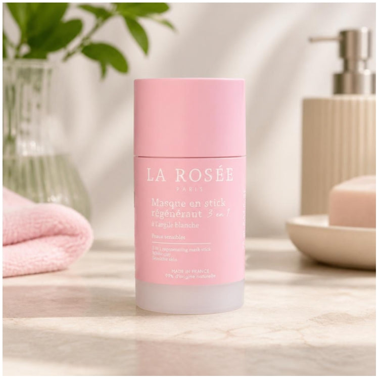 La Rosée Masque stick à l’argile blanche régénérant 3-en-1 pour peaux sensibles 75ml