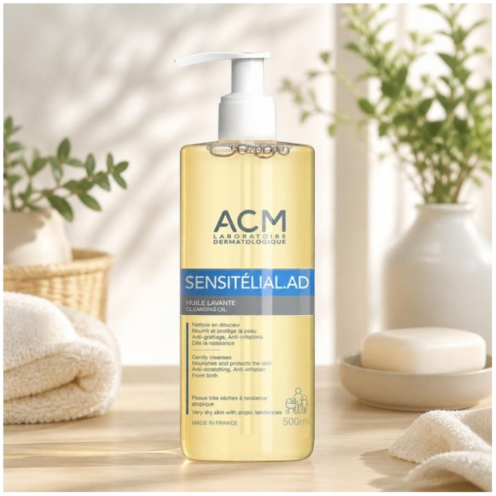 Acm Sensitelial.AD زيت منظف للبشرة شديدة الجفاف ذات الميل التأَتُّبي 500ml