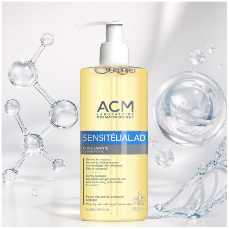 Acm Sensitelial.AD زيت منظف للبشرة شديدة الجفاف ذات الميل التأَتُّبي 500ml
