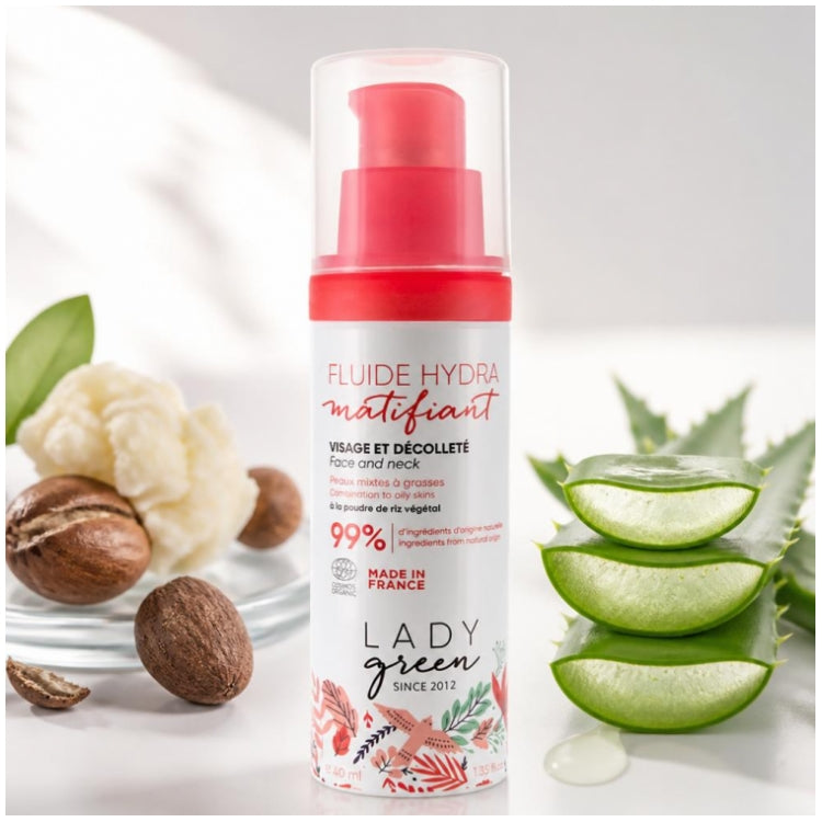 Lady Green Organic mattifying hydrating fluid for face and neck for combination to oily skin 40 ml (1.35fl oz)