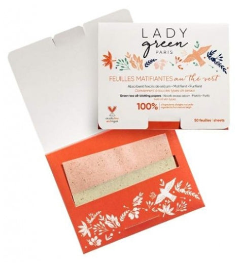 Lady Green Green Tea Mattifying Papers X50 for Young, Combination, or Oily Skin
