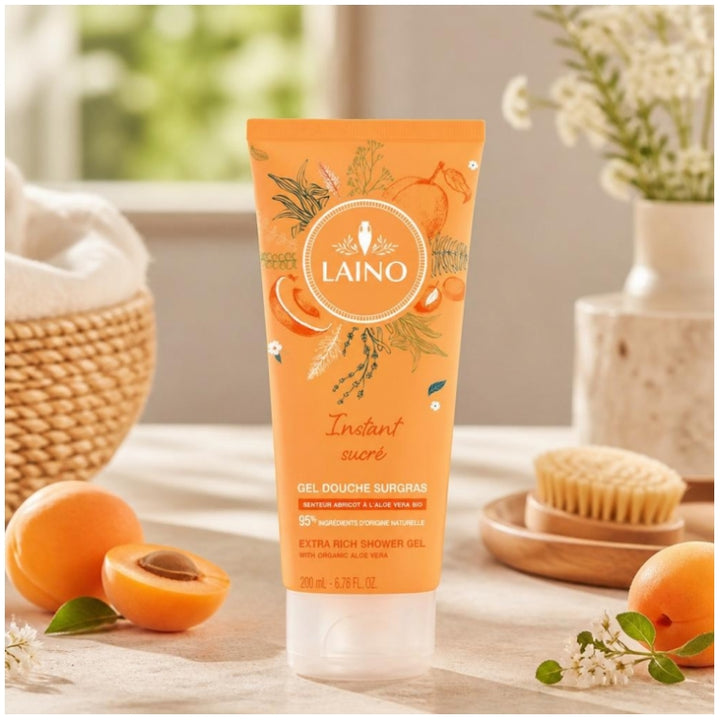 Laino Ultra-Rich Moisturizing Shower Gel Organic Aloe Vera Apricot 200ml (6.76fl oz)