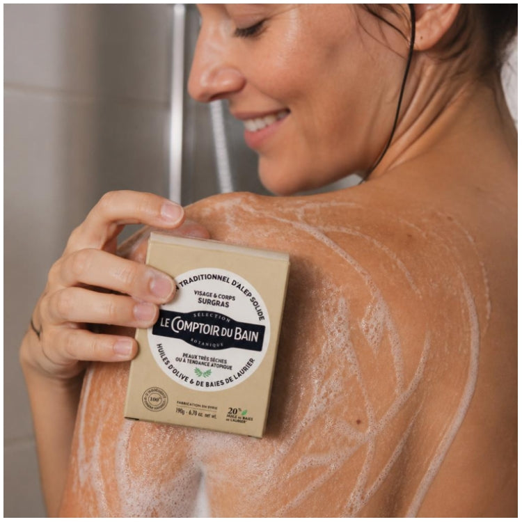 Le Comptoir Du Bain Saponetta di Aleppo Tradizionale 190g - Olio di Oliva e Bacche di Alloro